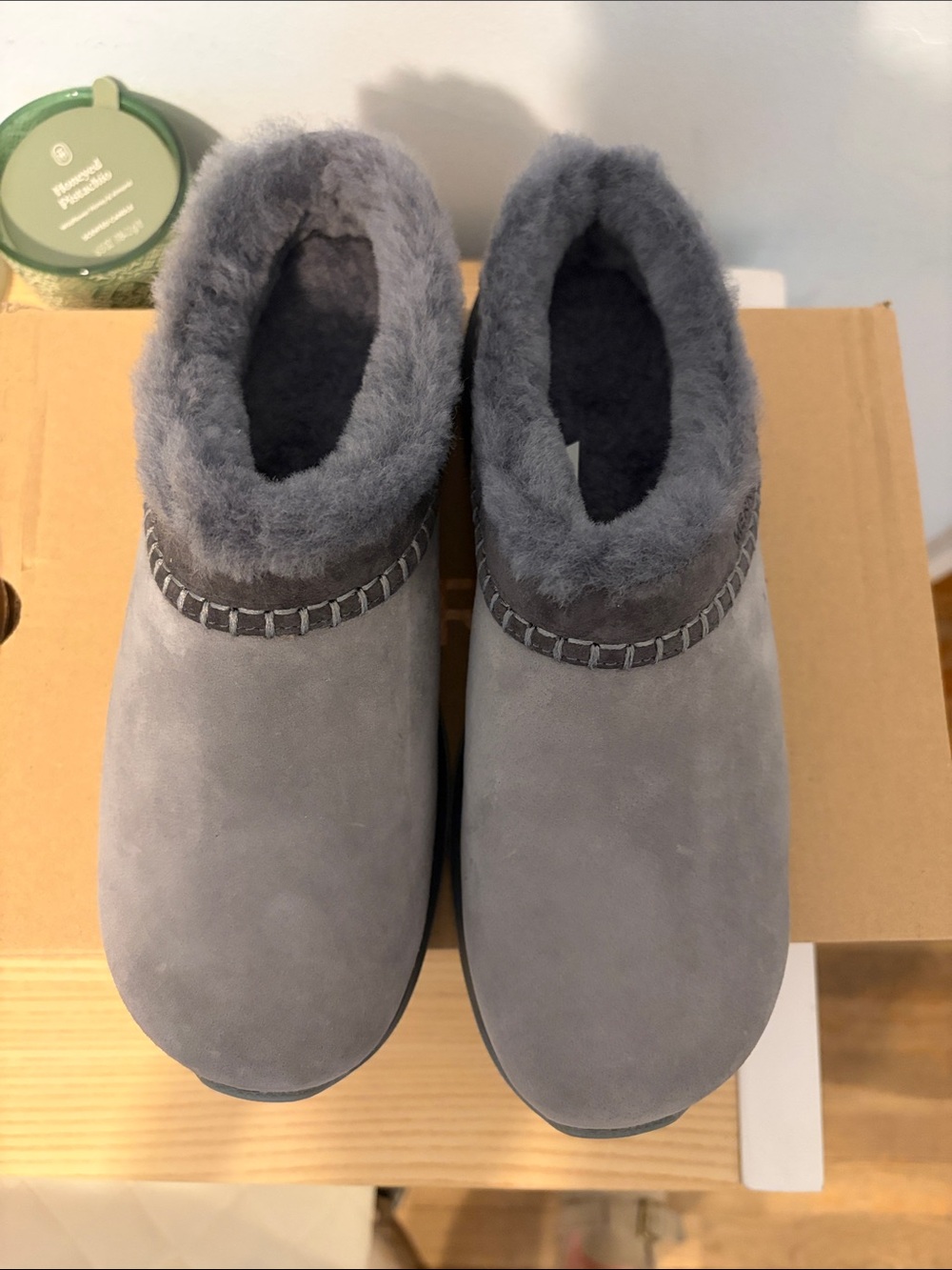 Merrell Gray Suede Shearling-Lined Slip-On Clog - Picture 2 of 5
